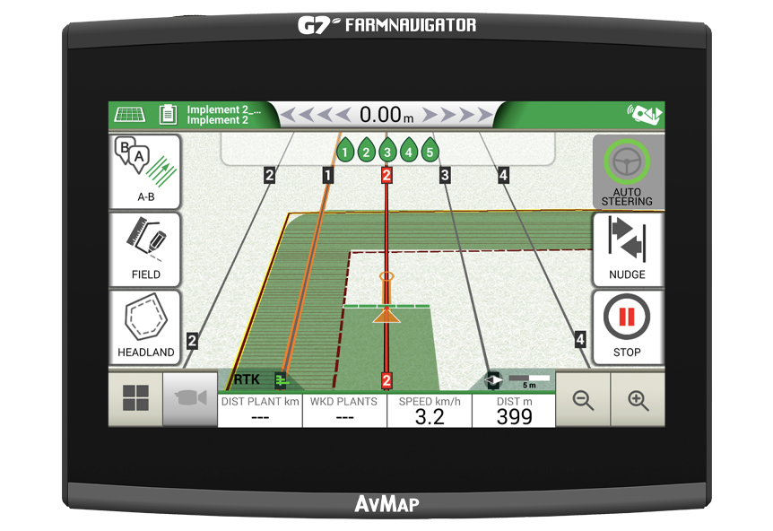 AvMap Farmnavigator G7 Plus RTK + G4 Auto Steering – univerzalno automatsko navođenje ±2 cm